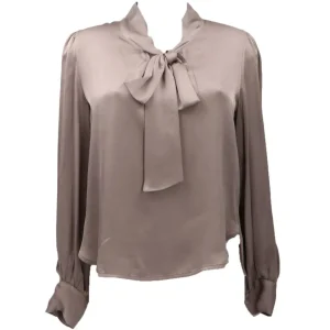 Have One Donna Blusa-BLUSA FIOCCO COLLO Grigio Tortora