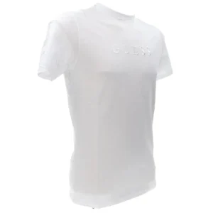 Guess Uomo T-Shirt-CLASSIC PIMA EMB CREW Bianco