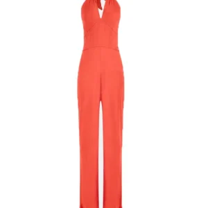 Guess Donna Tute-EMILY SHINY RIB OVERALL Rosso Corallo