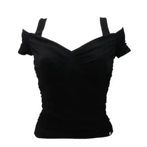 Guess Donna Maglia-EMILY SHINY RIB TOP Nero