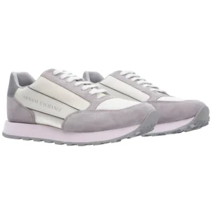 Armani Uomo Sneakers-Exchange XUX083XV2631A179 suede con inserti in mesh Grigio