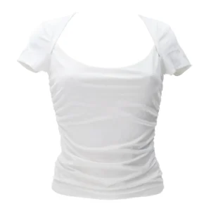 Guess Donna Maglia-FARAH SHIRRED TOP Bianco