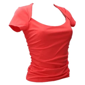 Guess Donna Maglia-FARAH SHIRRED TOP Rosso Corallo