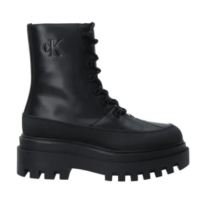 Calvin Klein Donna Anfibi-FLATFORM LACE UP BOOT LTH Nero