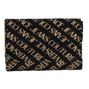 Versace Uomo Sciarpe | Sciarpa-75GA2H52 ALLOVER LOGO LUREX Nero Oro
