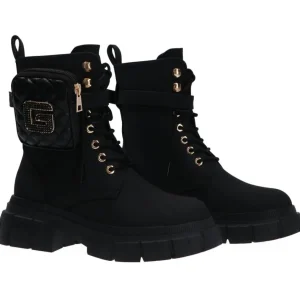 Gaelle Paris Donna Anfibi-GBCDP3120 ECOPELLE CON LOGO E STRASS Nero
