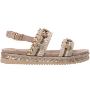 Gold&Gold Donna Sandali-GC 666 intreccio bicolore Beige