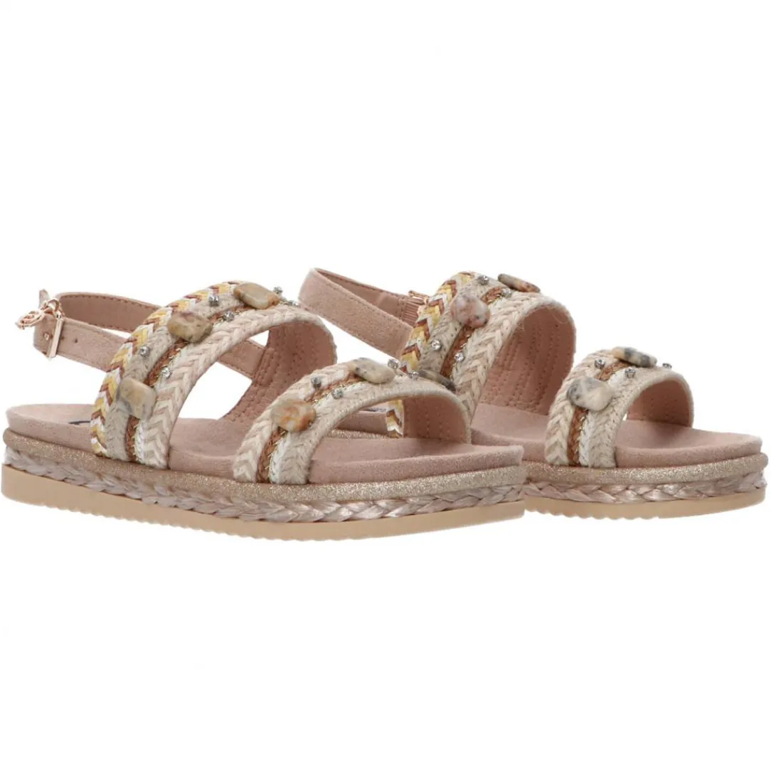 Gold&Gold Donna Sandali-GC 666 intreccio bicolore Beige