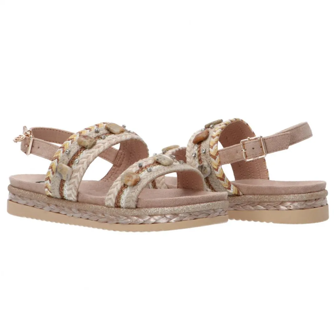 Gold&Gold Donna Sandali-GC 666 intreccio bicolore Beige