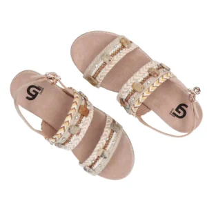 Gold&Gold Donna Sandali-GC 666 intreccio bicolore Beige