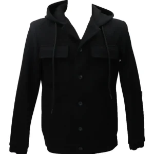 Over D Abbigliamento Cappotti-GIUBBOTTO CAPPUCCIO J48 Nero