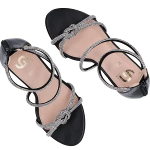 Gold&Gold Donna Sandali-GP 23 441 multistrass Nero