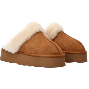 Gold&Gold Donna Mocassini-GQ06 suede ecopelliccia Cuoio