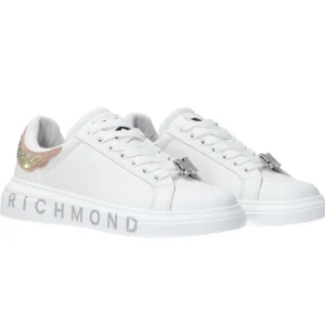 Richmond Donna Sneakers-Leather strass woman Rosa