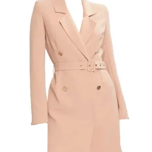 Guess Donna Vestiti-LEONIE BLAZER BELTED DRESS Beige