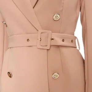 Guess Donna Vestiti-LEONIE BLAZER BELTED DRESS Beige