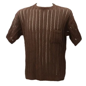 Over D Abbigliamento Maglia-MAGLIA OVER PARICOLLO TRAFORI M47 Marrone