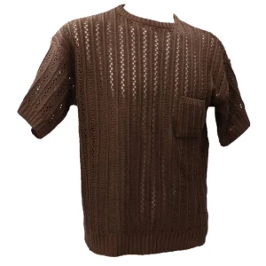Over D Abbigliamento Maglia-MAGLIA OVER PARICOLLO TRAFORI M47 Marrone