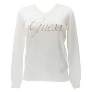 Guess Donna Maglioni-MEGAN LOGO VN Bianco