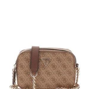 Guess Donna Borse Tracolla-NOELLE CROSSBODY CAMERA MONOGRAM Beige