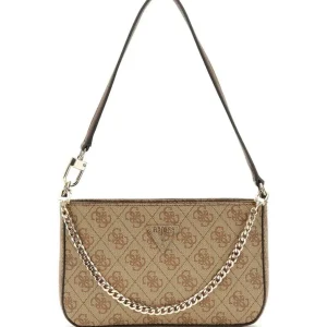Guess Donna Borse A Spalla-NOELLE MINI TOP ZIP SHOULDER MONOGRAM Beige