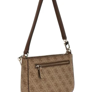 Guess Donna Borse A Spalla-NOELLE MINI TOP ZIP SHOULDER MONOGRAM Beige