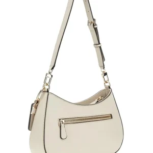 Guess Donna Borse A Spalla-NOELLE TOP ZIP SHOULDER BAG Off White