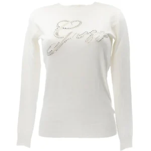 Guess Donna Maglioni-OLIVE LOGO RN Bianco