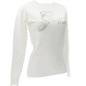 Guess Donna Maglioni-OLIVE LOGO RN Bianco