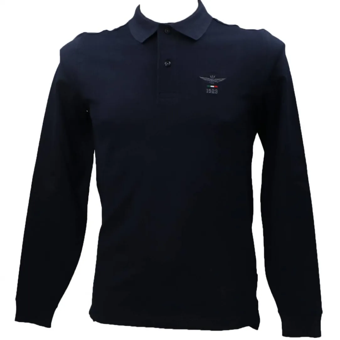 polo_ml__blu_0.webp Aereonautica Militare Abbigliamento Polo-POLO ML 1803 Blu