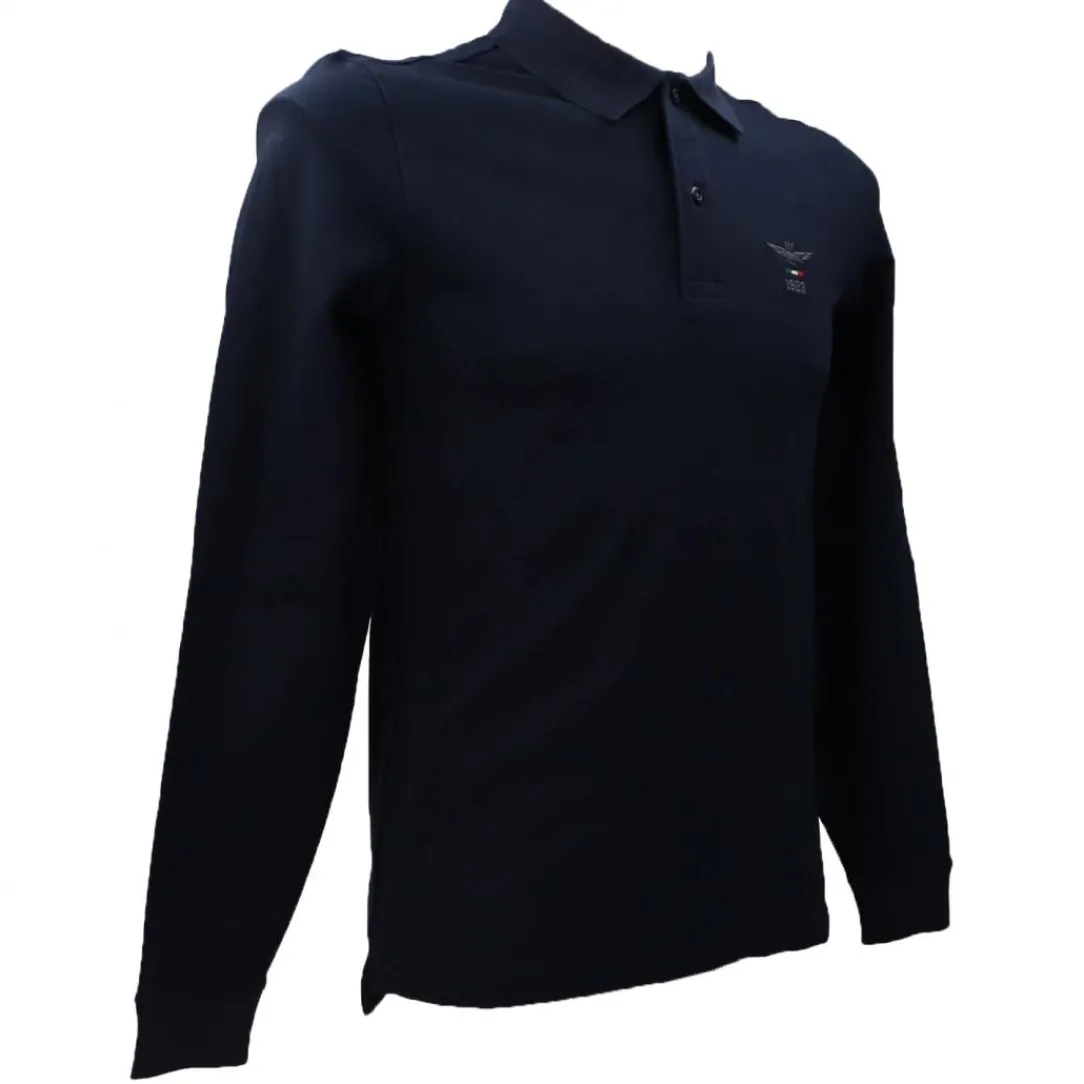 polo_ml__blu_1.webp Aereonautica Militare Abbigliamento Polo-POLO ML 1803 Blu