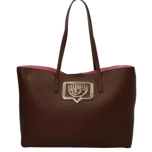 Chiara Ferragni Donna Borse A Spalla-SHOPPER GRAINY EYELIKE Marrone