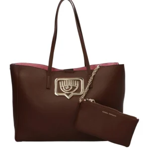 Chiara Ferragni Donna Borse A Spalla-SHOPPER GRAINY EYELIKE Marrone