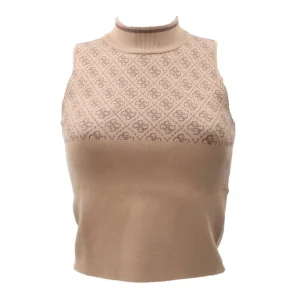 Guess Donna Maglia-Smanicata logata W3YR26Z37K0 Beige