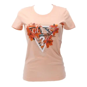 Guess Donna T-Shirt-TROPICAL TRIANGLE TEE Rosa Pesca
